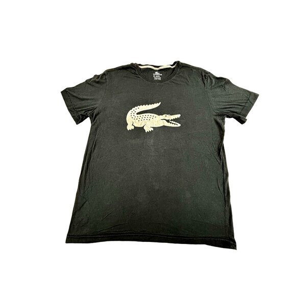 Lacoste Crocodile T-Shirt Mens Black Crewneck  Logo 100% Cotton Size 6 - Picture 1 of 7
